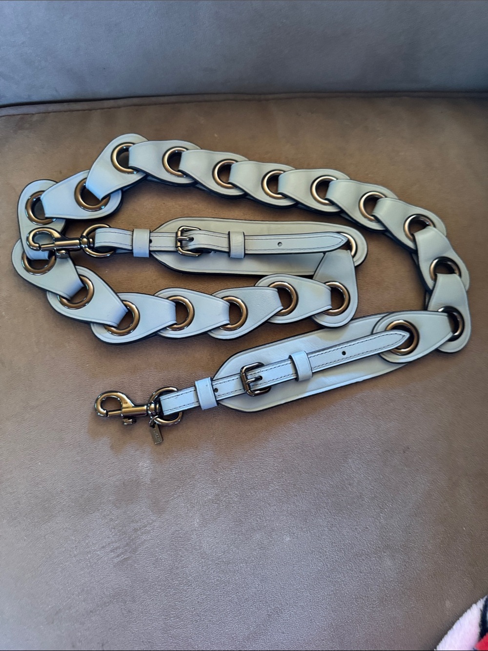 COACH Light Blue Leather Chain Strap with Gold-Tone Hardware. New. NWOT